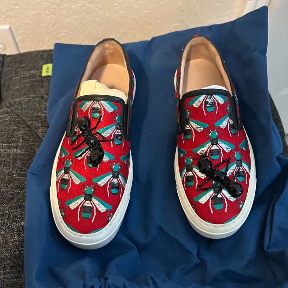Gucci Red Bee Jacquard Fabric